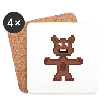 Bär (Pixelart) - Untersetzer (4er-Set) - Weiß - Vorne