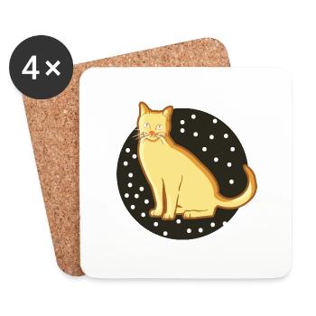 Goldene goldige süße Kurzhaar Katze - Untersetzer (4er-Set) - Weiß - Vorne