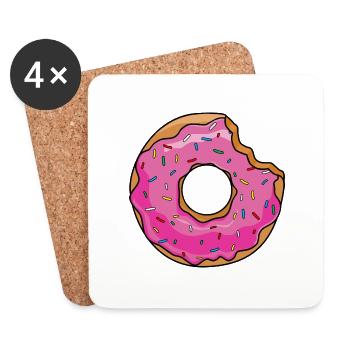 Donut mit Biss - Untersetzer (4er-Set) - Weiß - Vorne