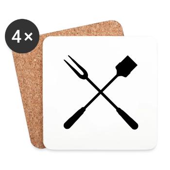 Couverts de barbecue - Dessous de verre (lot de 4) - blanc - Devant