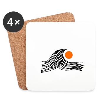 Vague avec le soleil - Dessous de verre (lot de 4) - blanc - Devant