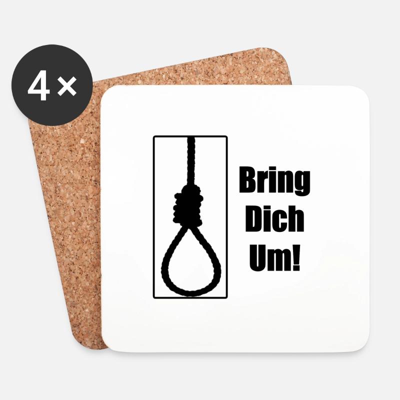 Bring dich um - Untersetzer (4er-Set) - Weiß