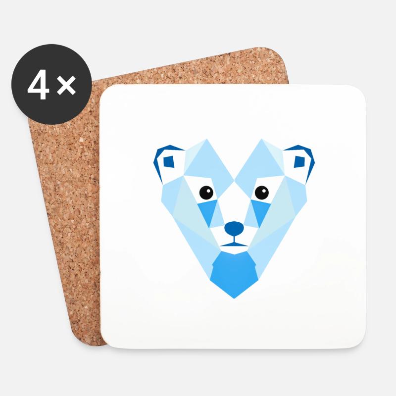 Polygon Eisbär - Untersetzer (4er-Set) - Weiß