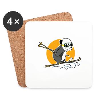 Bär reitet Lawine auf Skiern - Coasters (set of 4) - white - Front