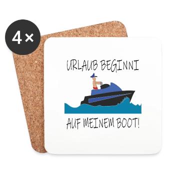 Vacation starts on my boat summer sea captain - Coasters (set of 4) - white - Front