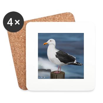 illustration d'oiseau mouette - Dessous de verre (lot de 4) - blanc - Devant