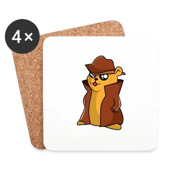 Detektiv Hamster - Untersetzer (4er-Set) - Weiß - Vorne