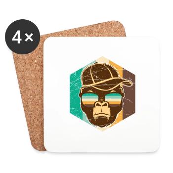 Hipster monkey - Coasters (set of 4) - white - Front