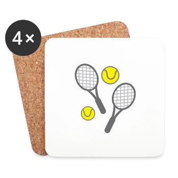 raquettes de tennis et balles - Dessous de verre (lot de 4) - blanc - Devant