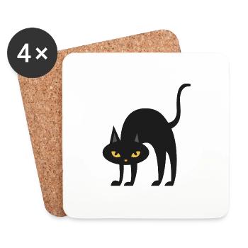 oohh arched back black cat - Coasters (set of 4) - white - Front