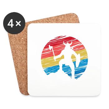 Fearless warrior fighting Viking Middle Ages - Coasters (set of 4) - white - Front