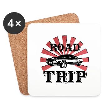 Roadtrip! Geschenk Auto Idee - Untersetzer (4er-Set) - Weiß - Vorne