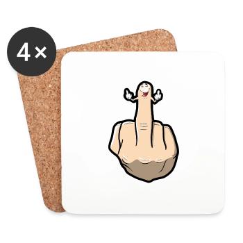 Middle finger shows its middle fingers - Coasters (set of 4) - white - Front