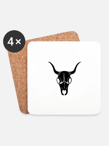 Bufa Skull Schwarz - Untersetzer (4er-Set) - Weiß
