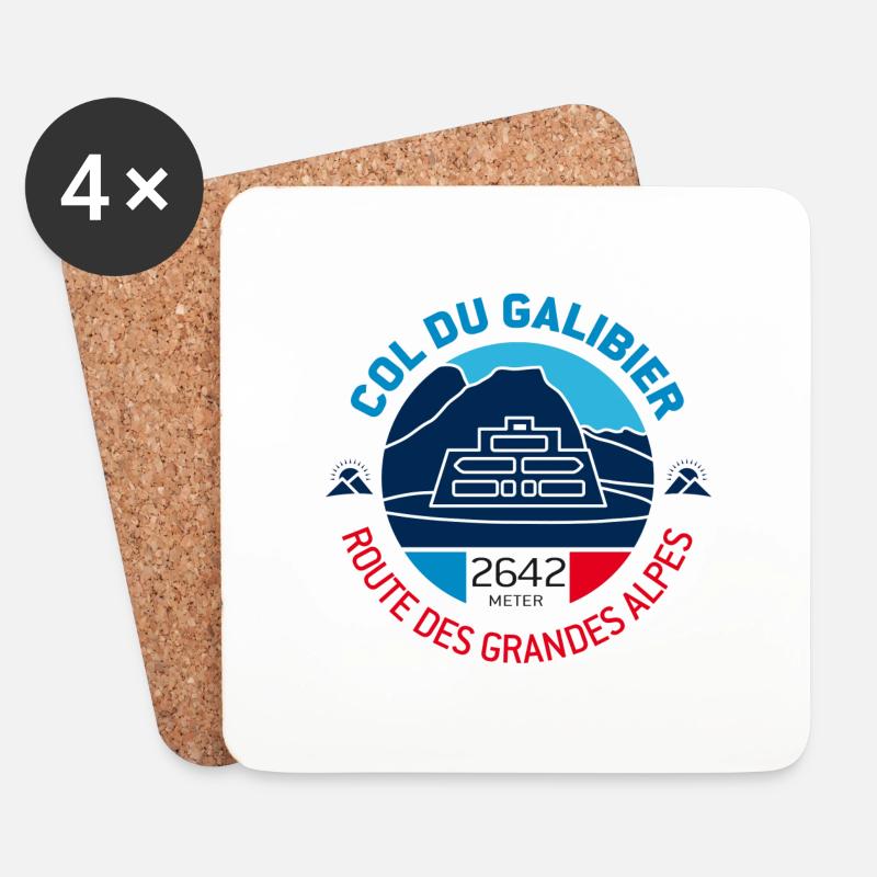 Col du Galibier 1 - Untersetzer (4er-Set) - Weiß