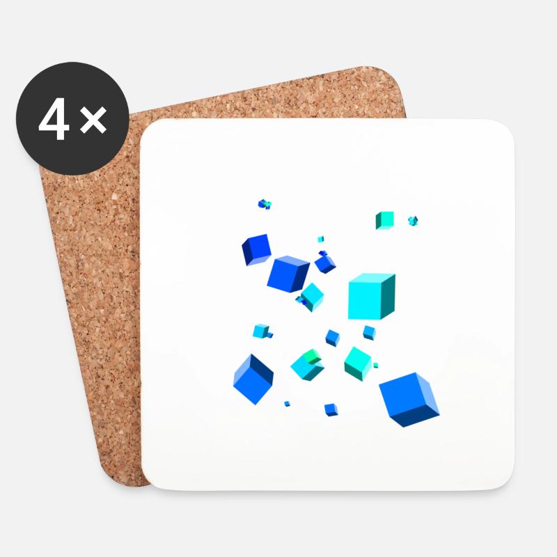 3D-Würfel - Untersetzer (4er-Set) - Weiß
