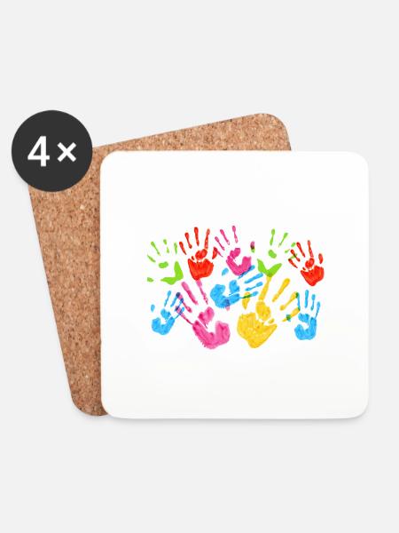 Kinderhandabdruck - Untersetzer (4er-Set) - Weiß