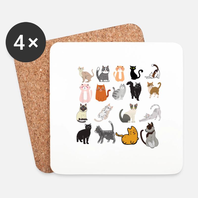 CATS - Untersetzer (4er-Set) - Weiß