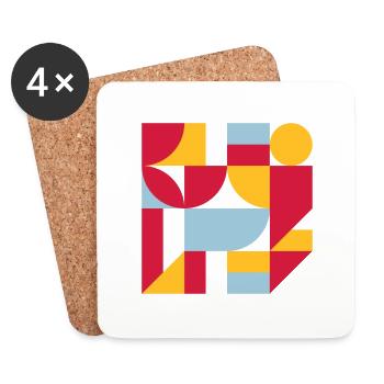 Colorful abstract geometric bauhaus background - Untersetzer (4er-Set) - Weiß - Vorne