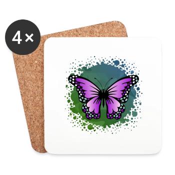 Schmetterling - Untersetzer (4er-Set) - Weiß - Vorne
