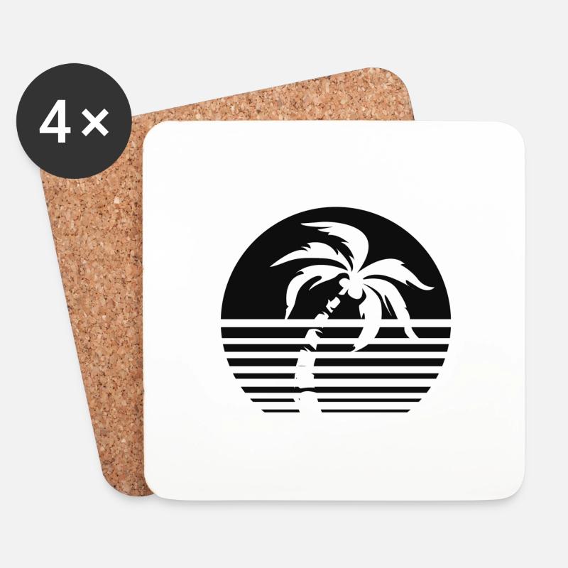 Palm Sunset - Untersetzer (4er-Set) - Weiß