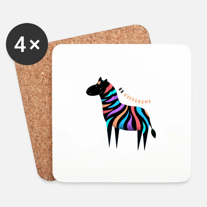 Sei anders! Süßes lächelndes buntes Zebra - Untersetzer (4er-Set) - Weiß