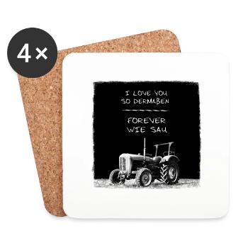 J'aime mon tracteur - Dessous de verre (lot de 4) - blanc - Devant