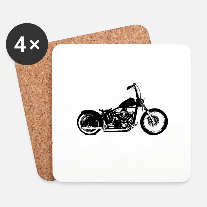 Motorrad Chopper - Untersetzer (4er-Set) - Weiß