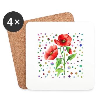 Blumen - Untersetzer (4er-Set) - Weiß - Vorne