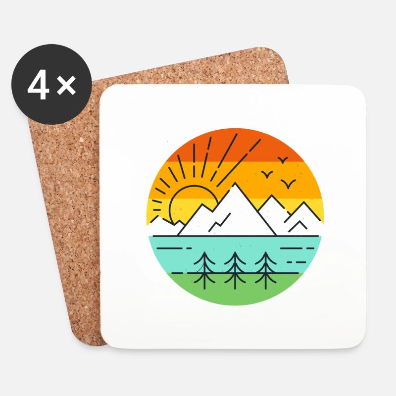 Landschaft Natur - Untersetzer (4er-Set) - Weiß