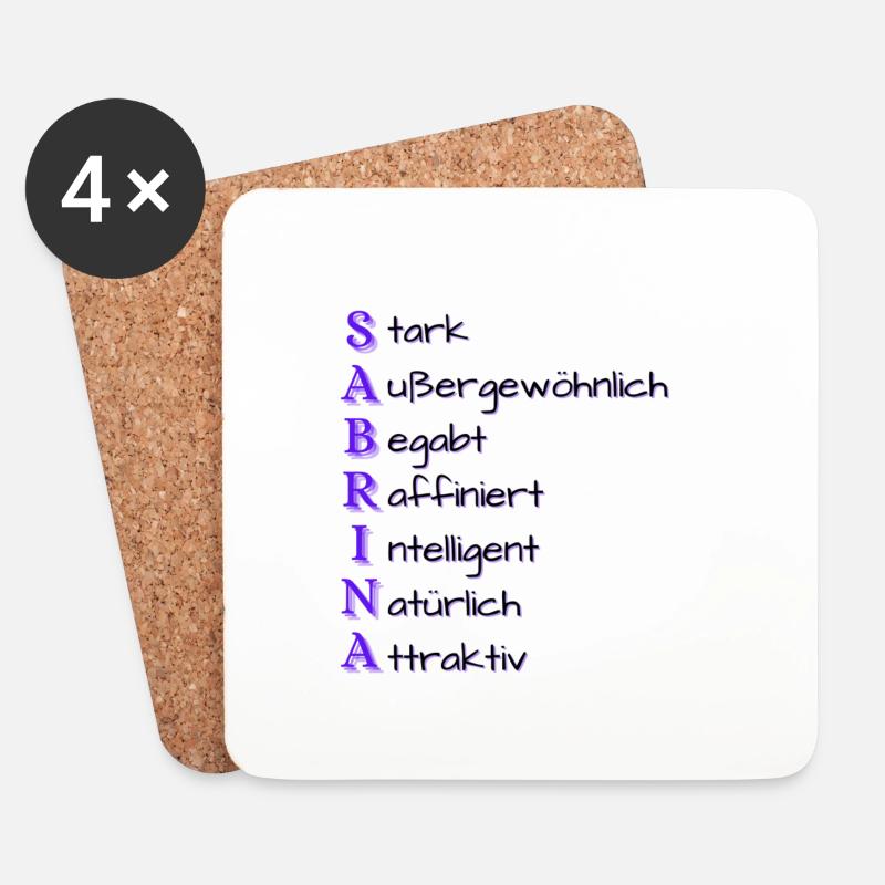 Sabrina- Name und Eigenschaften - Untersetzer (4er-Set) - Weiß