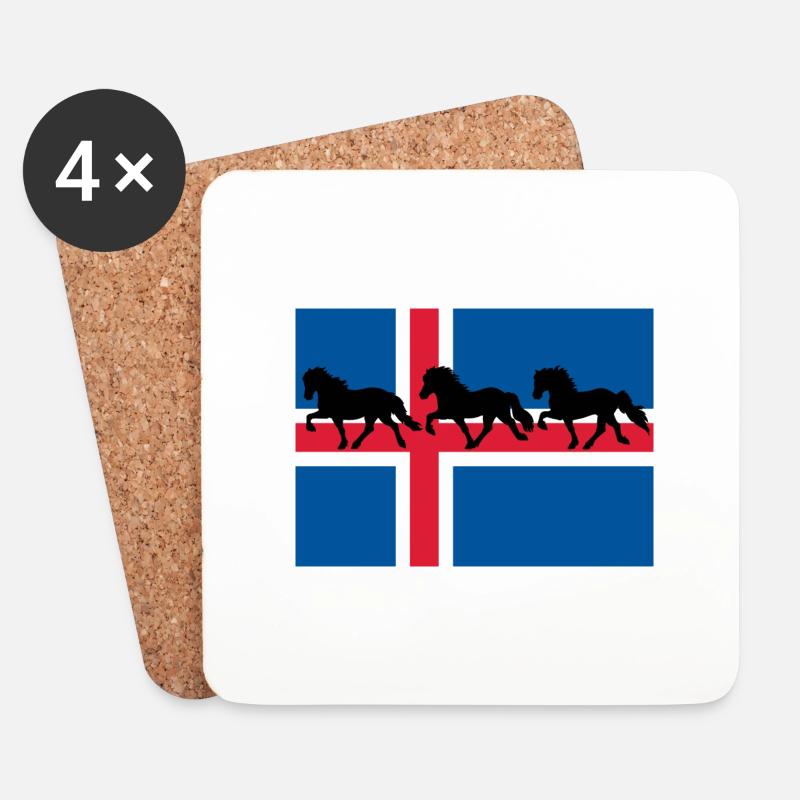 Islandflagge Tölter - Untersetzer (4er-Set) - Weiß