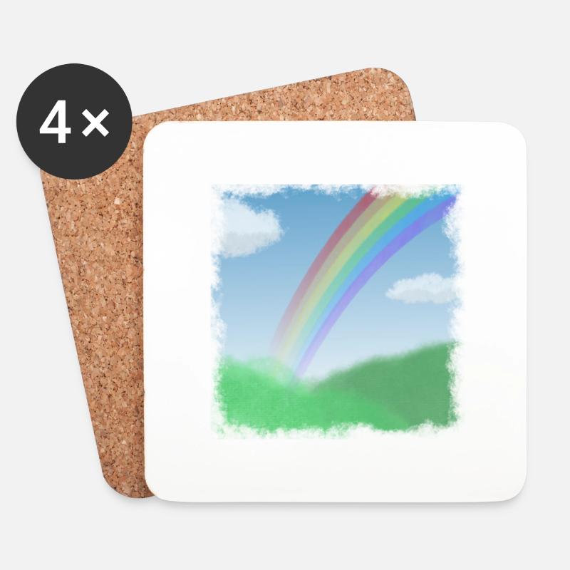 verwaschene Landschaft mit Regenbogen im Sommer - Untersetzer (4er-Set) - Weiß