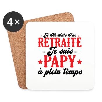 Je ne suis pas retraité je suis papy à plein temps - Dessous de verre (lot de 4) - blanc - Devant