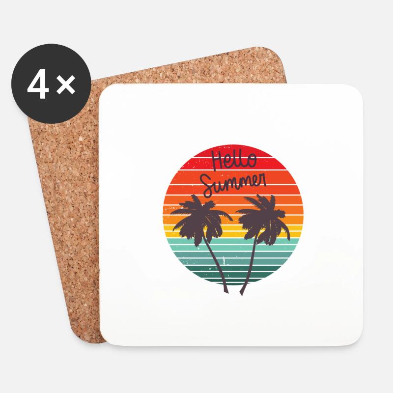 Hello Summer - Untersetzer (4er-Set) - Weiß