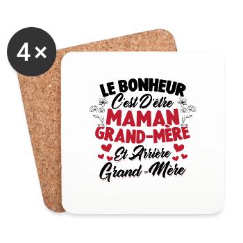 Le bonheur c'est d'être maman et grand mère - Dessous de verre (lot de 4) - blanc - Devant