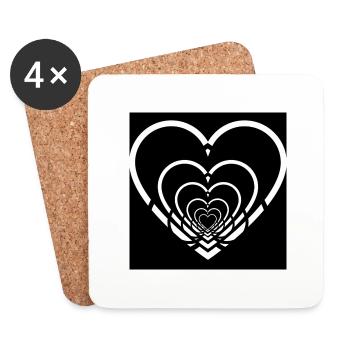 Cœurs Entremêlés Noir - Dessous de verre (lot de 4) - blanc - Devant