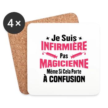Humour Cadeau Je suis infirmière pas magicienne - Dessous de verre (lot de 4) - blanc - Devant