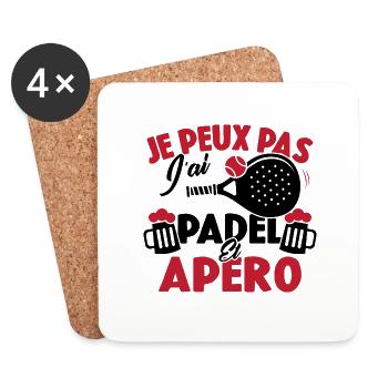 Je peux pas j'ai padel et apéro - Dessous de verre (lot de 4) - blanc - Devant