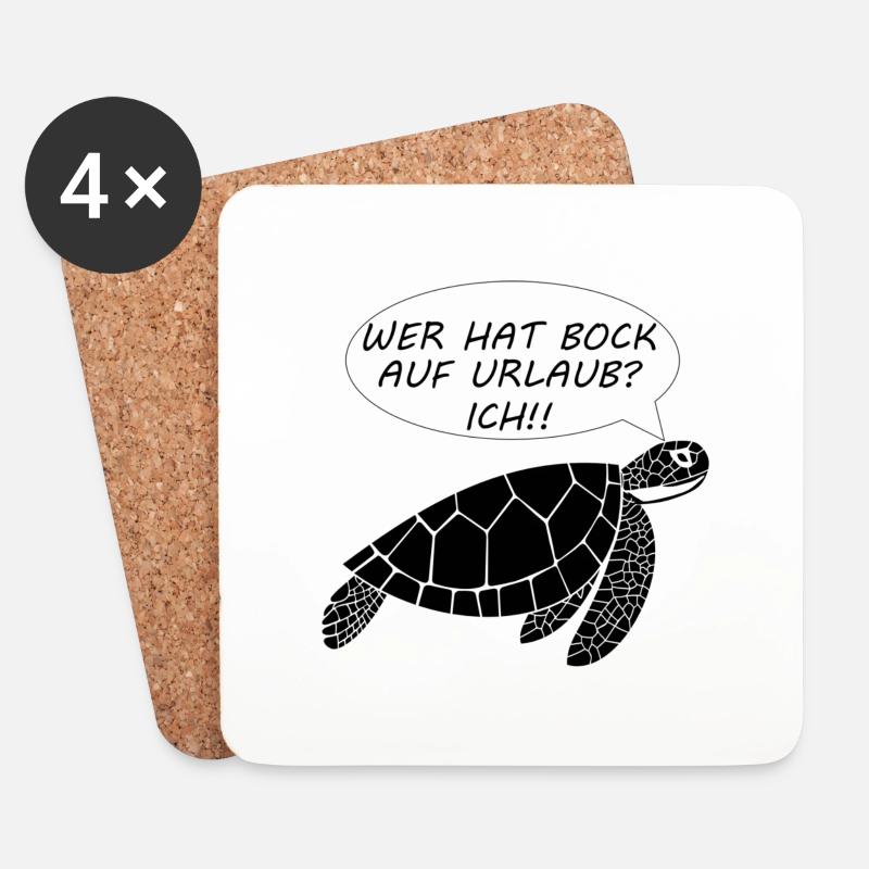 Schildkröte - wer hat bock auf Urlaub - Untersetzer (4er-Set) - Weiß