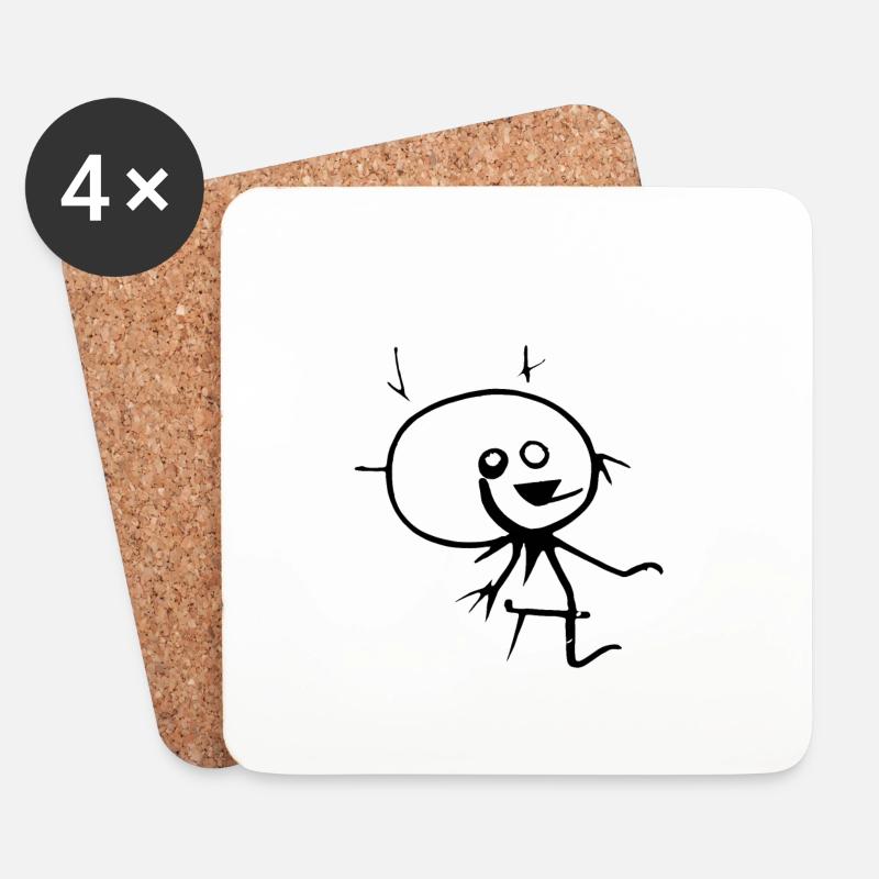 Stick figure Abstract - Coasters (set of 4) - white