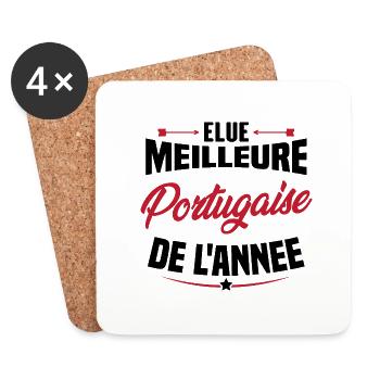 Cadeau Portugaise elue meilleure Portugaise - Dessous de verre (lot de 4) - blanc - Devant