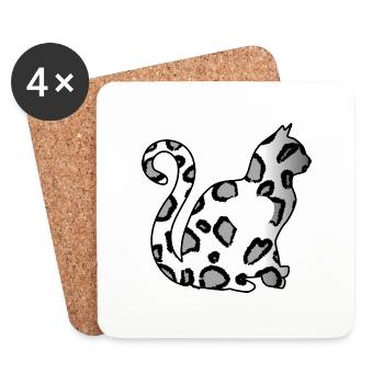 LEO Argent Chat Coeur Silhouette Amoureux des Chats Noir - Dessous de verre (lot de 4) - blanc - Devant