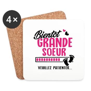 Bientôt Grande soeur veuillez patienter - Dessous de verre (lot de 4) - blanc - Devant