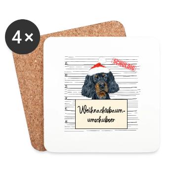 Weihnachtsbaum Umschubser Gordon Setter - Untersetzer (4er-Set) - Weiß - Vorne