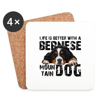 Bernese Mountain Dog - Coasters (set of 4) - white - Front