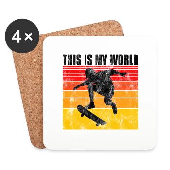 This is My world Skateboard Skateboarder Skate - Coasters (set of 4) - white - Front