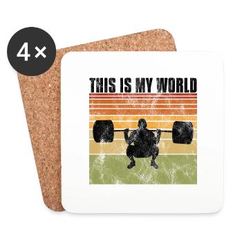 This is my world Bodybuilding Bodybuilder GYM - Coasters (set of 4) - white - Front
