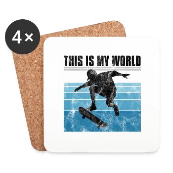 This is My world Skateboard Skateboarder Skate - Coasters (set of 4) - white - Front