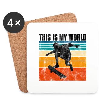 This is My world Skateboard Skateboarder Skate - Coasters (set of 4) - white - Front